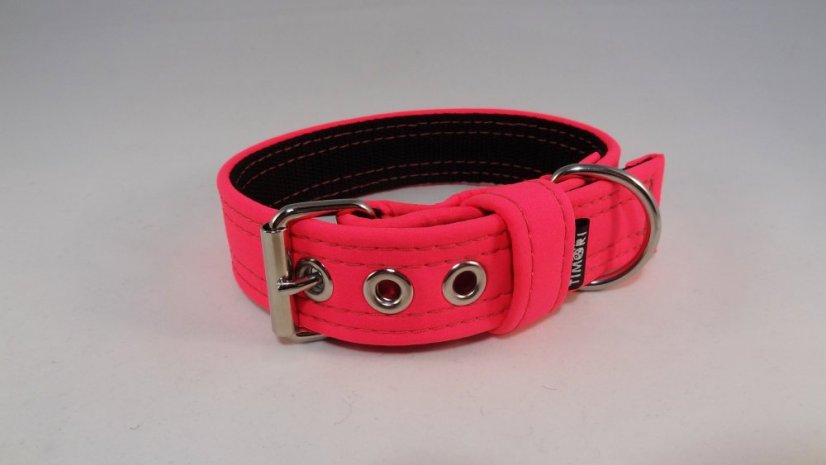 Neo pink softshellový obojek s přezkou