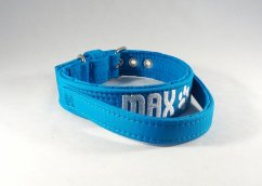 Azurový softshellový obojek s přezkou