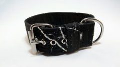 Black marble softshellový obojek s přezkou