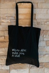 Nákupní taška SHOPPER s výšivkou "Místo dětí mám psy. A klid!"