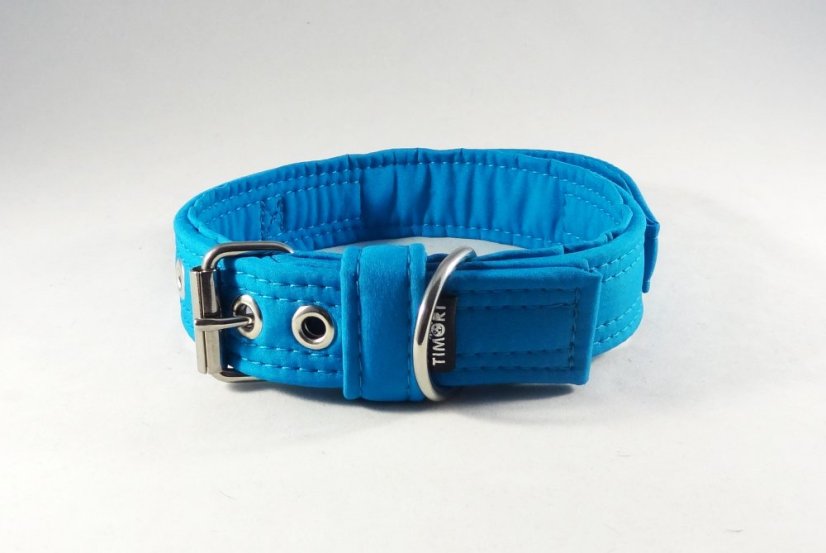 Azurový softshellový obojek s přezkou